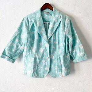 Pendleton Petite Robin Blue 2 Button Paisley Floral Jacket Vintage Blazer Large